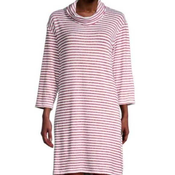 Blair Pink Striped Long Sleeve Cowl Neck Dress - Picture 2 of 11